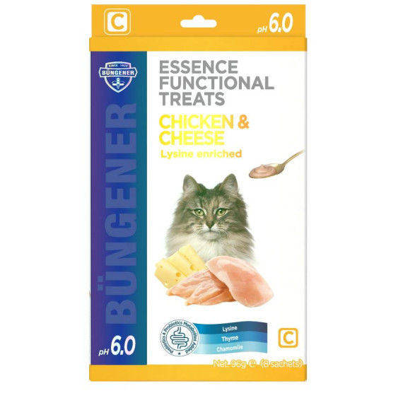 BUNGENER 博根拿功能健康小食 Essence Functional Treats - Chicken & Cheese 雞肉 + 芝士 賴氨酸肉泥條 Mousse條 96g (12g x 8 獨立包裝) [PE0059]