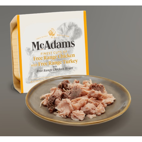 McAdams 自由放養雞、自由放養火雞和雞心 狗狗餐盒 150g [WET DOG] 啡