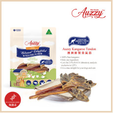 Auzzy 澳洲無激素袋鼠筋 (Kangaroo Tendon) 狗小食 80g (藍袋)