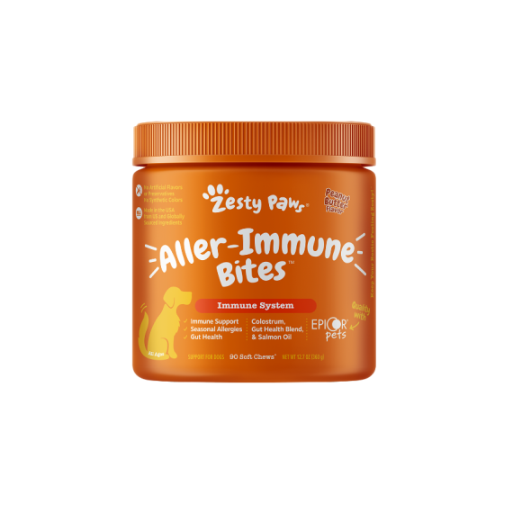 Zesty Paws - Aller-Immune Bites 抗敏免疫咀嚼軟粒 - 90粒 花生醬味 (犬用) | 橙標啡字 [003265] 