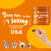 Zesty Paws - Aller-Immune Bites 抗敏免疫咀嚼軟粒 - 90粒 花生醬味 (犬用) | 橙標啡字 [003265] 