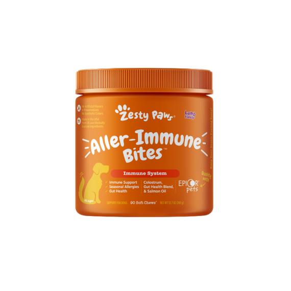 Zesty Paws - Aller-Immune Bites 抗敏免疫咀嚼軟粒 -  90粒 羊肉味 (犬用) | 橙標 紫字 [003266] 