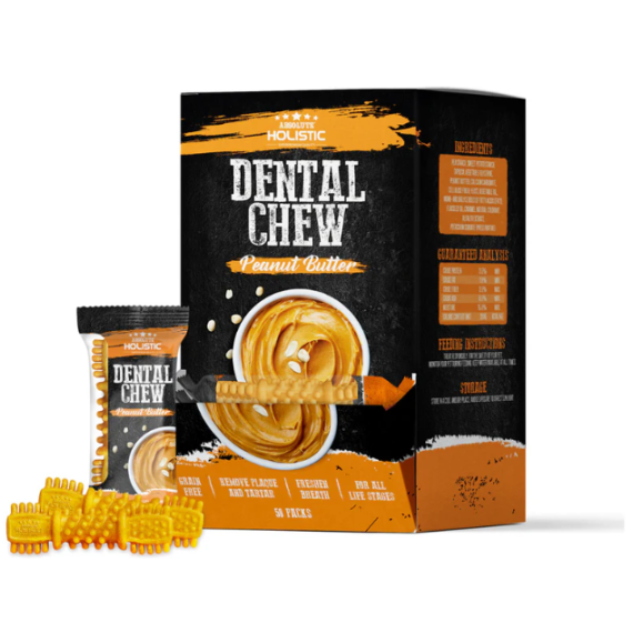 ABSOLUTE HOLISTIC Dental Chew 狗潔齒骨 4寸無穀潔齒骨 50支裝 (花生醬口味)  [AC-4341]