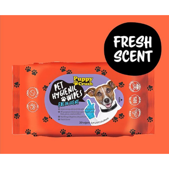 Puppy Crush Pet Hygienic Wipes -  Fresh Scent 寵物濕巾 - 清香味 30張 [PCY112] (紅)