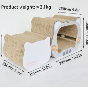 瓦通紙貓抓板 [TY001-A] - 啡色貓頭型二合一抓板 (有噹噹)