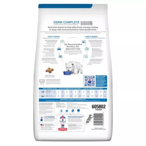 Hill's 希爾思 Derm Complete Small Bite - Skin / Food Sensitives	環境及食物過敏配方 狗乾糧 06.5kg (細粒) [605804]