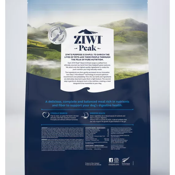 Ziwipeak 巔峰 微蒸風乾系列 [ZSDL3.2] 微蒸風乾狗糧 草飼羊肉 配綠色蔬菜 食譜 3.2kg