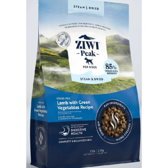 Ziwipeak 巔峰 微蒸風乾系列 [ZSDL3.2] 微蒸風乾狗糧 草飼羊肉 配綠色蔬菜 食譜 3.2kg