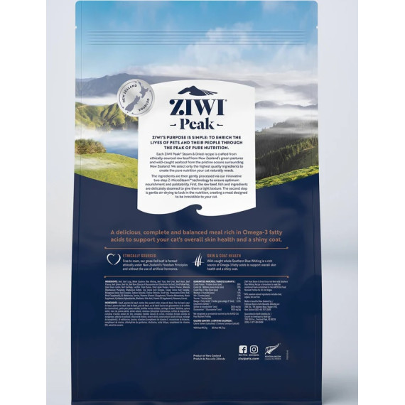 Ziwipeak 巔峰 微蒸風乾系列 [ZSCB2.2] 微蒸風乾貓糧 草飼牛肉 配南藍鱈 食譜 2.2kg