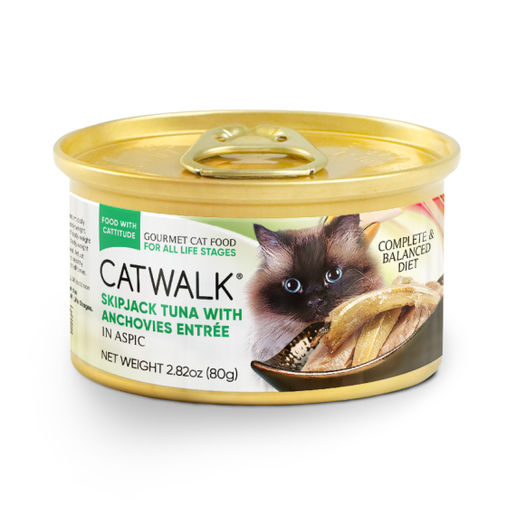 CATWALK 貓主食罐頭 - 鰹吞拿魚+鯷魚 80g (綠)