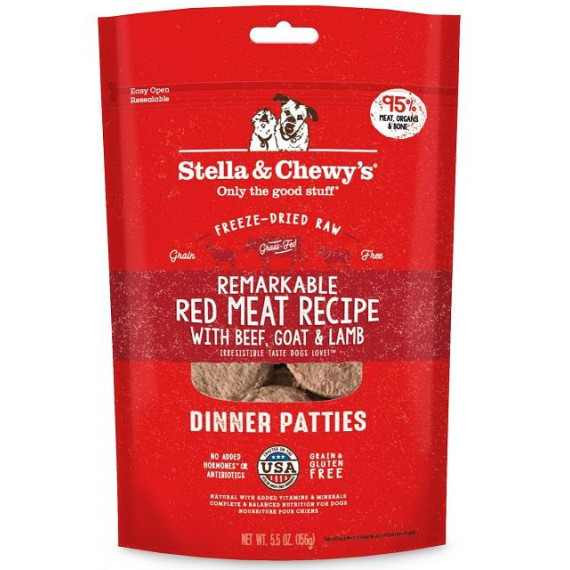 Stella & Chewy's 凍乾脫水狗糧 SC106 Freeze Dried Dinner Patties for dog - 牛肉,山羊及羊肉配方 05.5oz