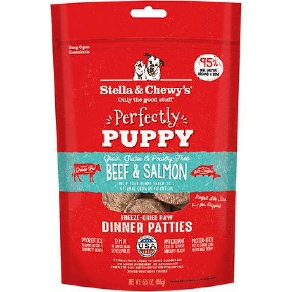 Stella & Chewy's 凍乾脫水狗糧 SC098 Freeze Dried Dinner Patties for dog - 幼犬牛肉及三文魚配方 14oz