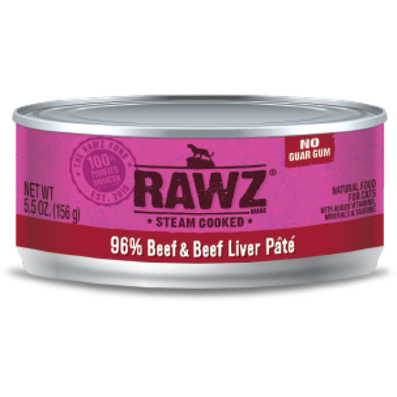 RAWZ 96% RZCB156 牛肉及牛肝肉醬全貓罐頭 156g