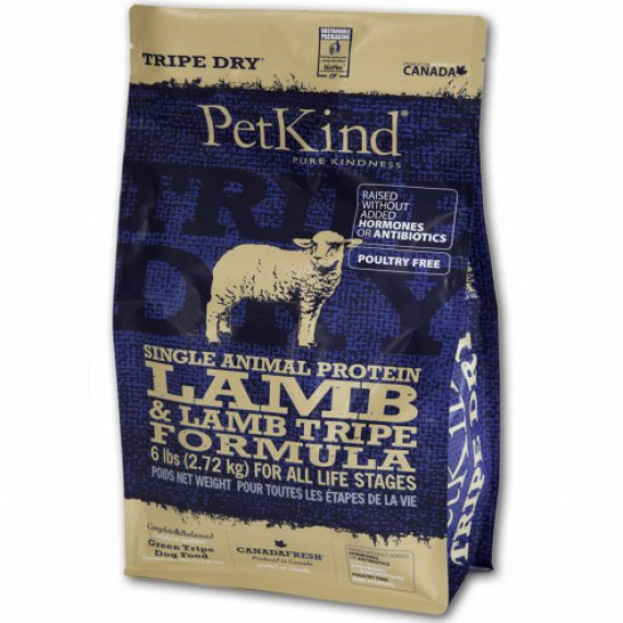 PetKind Single Animal Protein Lamb & Lamb Tripe 無穀物單一 羊草胃及羊肉 配方狗糧 06lb (金邊深藍)