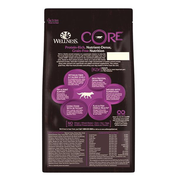 WELLNESS CORE 88451 - 無穀物老犬護理配方狗糧 12磅