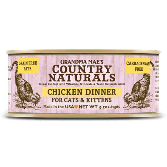 Country Naturals 無穀物罐頭肉泥  嫩雞肉泥配方 貓罐頭 5.5oz (黃)  [CNC0029]