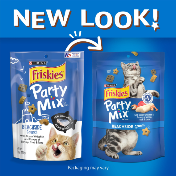 Purina Friskies 喜躍 Party Mix 鬆脆貓小食袋裝 Beachside Crunch - 海鮮及吞拿魚 6oz/170g (藍) [12364958] **新舊包裝隨機發貨**