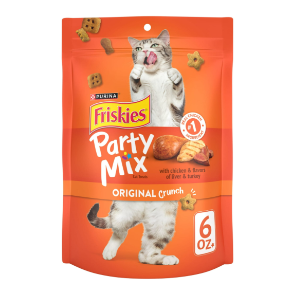 Purina Friskies 喜躍 Party Mix 鬆脆貓小食袋裝 Original Crunch - 雞肉,肝及火雞 6oz/170g (橙) [12358639] **新舊包裝隨機發貨**