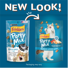 Purina Friskies 喜躍 Party Mix 鬆脆貓小食袋裝 Seafood Lovers - 龍蝦.扇貝.蝦味 6oz/170g (水藍) [12363233] **新舊包裝隨機發貨**