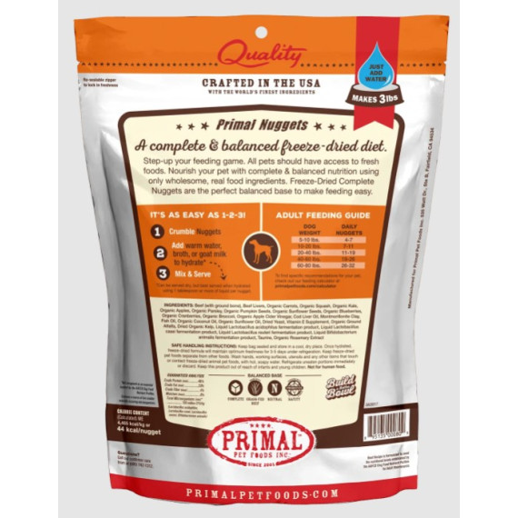 Primal - CANINE FREEZE-DRIED NUGGETS (原始) 犬用低溫脫水糧- 牛肉配方 14oz/397g [CBF14FD]