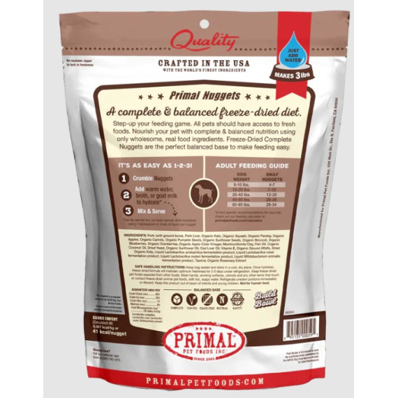 Primal CANINE FREEZE-DRIED NUGGETS (原始) 犬用低溫脫水糧-豚肉配方 14oz/397g [CPKF14FD]