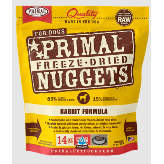 Primal CANINE FREEZE-DRIED NUGGETS (原始) 犬用低溫脫水糧- 兔肉配方 14oz/397g [CRF14FD]