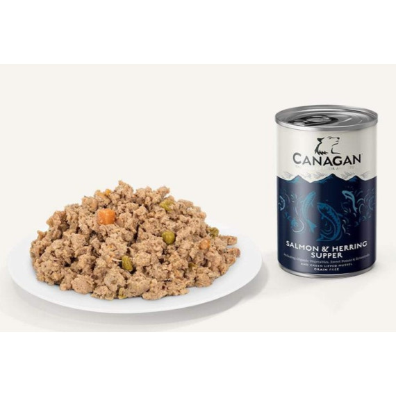 Canagan 全天然無穀物狗罐頭 400G - 三文魚及鯡魚(Salmon & Herring)配方 (藍)