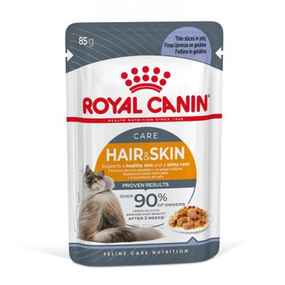 Royal Canin 加護系列 - 成貓亮毛及皮膚加護主食濕糧（啫喱） *Hair & Skin Care Adult Cat (Jelly)* 85g [3105400]