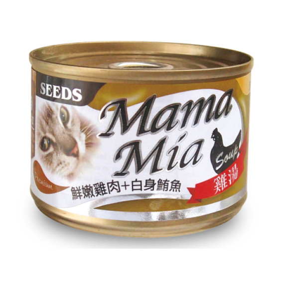 SEED BMA-01 MamaMia機能愛貓雞湯餐罐 - 鮮嫩雞肉+白身鮪魚+維他命E 170g