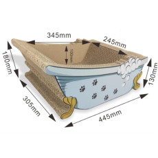 瓦通紙貓抓板 [TY095-G] - 灰色浴缸 (44.5 x 30.5 x 高18)