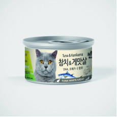 Bowwow Korea 韓國 Meowow [ME03] 高級白吞拿魚+蟹肉貓湯罐 80g