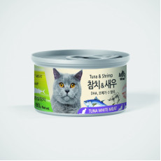 Bowwow Korea 韓國 Meowow [ME05] 高級白吞拿魚+鮮蝦貓湯罐 80g