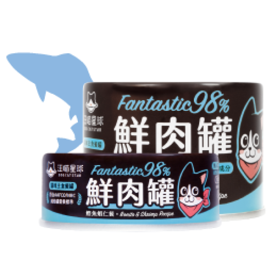 汪喵星球 [FM121] - 貓用98%鮮肉無膠主食罐 - 雞肉鰹魚蝦仁 165g *大罐*