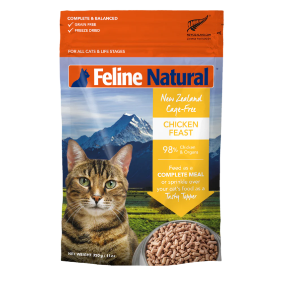 F9 Feline Natural 脫水鮮肉貓糧 – 單一蛋白凍乾 雞肉盛宴320g (黃) [F9-C320]