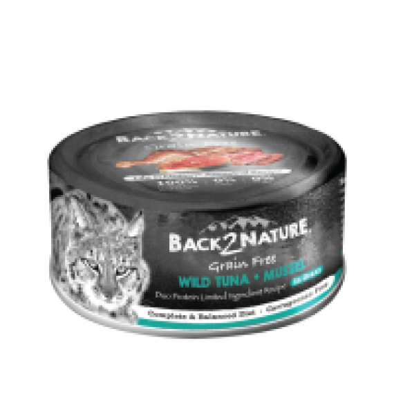 Back2Nature 貓主食罐頭 - 野生吞拿魚+青口 (肉汁) 80g [B2N-C003]