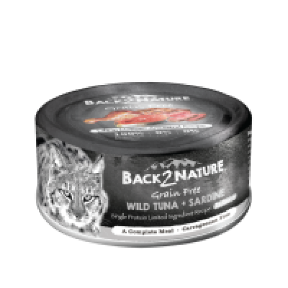 Back2Nature 貓主食罐頭 - 野生吞拿魚+沙丁魚 (肉汁) 80g [B2N-C012]