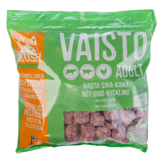 預訂預計9月尾到貨 Mush - VAISTO*急凍*狗糧 牛 + 極光豬 + 雞 3kg (綠色)