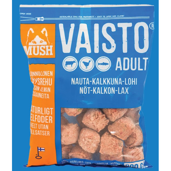 預訂預計9月尾到貨 Mush - VAISTO*急凍*狗糧  牛 + 火雞 + 三文魚 3kg (藍色)