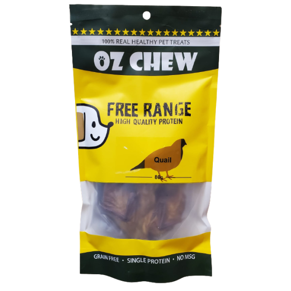 OZ Chew [OZ_QU]  純天然風乾鵪鶉 狗小食 (2pcs)