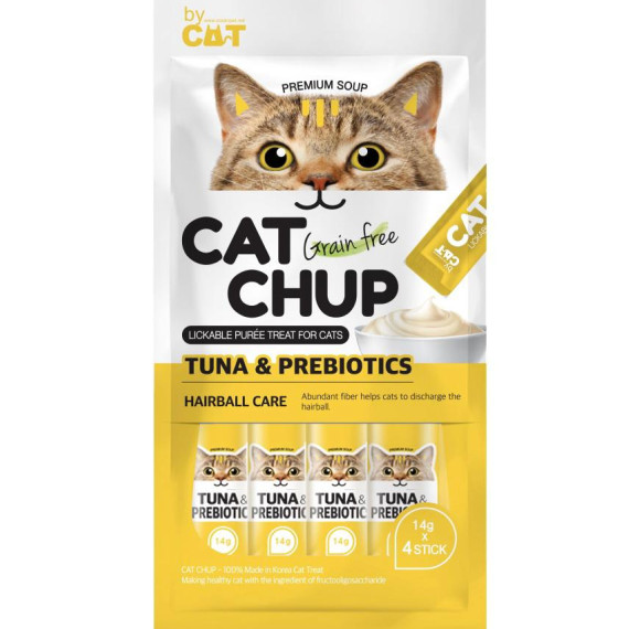 Cat Chup 貓貓無穀物糊狀營養小食 去毛球配方 (吞拿魚＆益生元）13g x 4條  [OCCC-01]