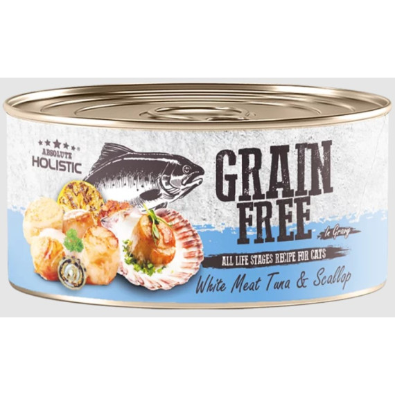 Absolute Holistic Grain Free (Cats) White Meat Tuna & Scallop 無穀物肉汁貓罐頭 (白肉吞拿魚+帶子) 80g [AH-4396]