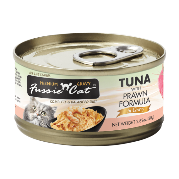 Fussie Cat Tuna with Prawn 極品吞拿魚 + 虎蝦肉汁主食罐 80g [FUG-ORC]