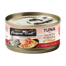 Fussie Cat Tuna with Salmon 極品吞拿魚 + 三文魚肉汁主食罐 80g [FUG-GRC]