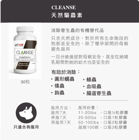 HOLISTIC BLEND / RAW SUPPORT [新裝: CLEANSE 天然驅蟲素(狗專用)] – Way To Home 寵愛家